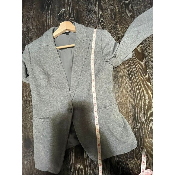 Express Women's Gray Cotton Blend One Button Single Breasted Blazer Sz XS N71 - Picture 4 of 6